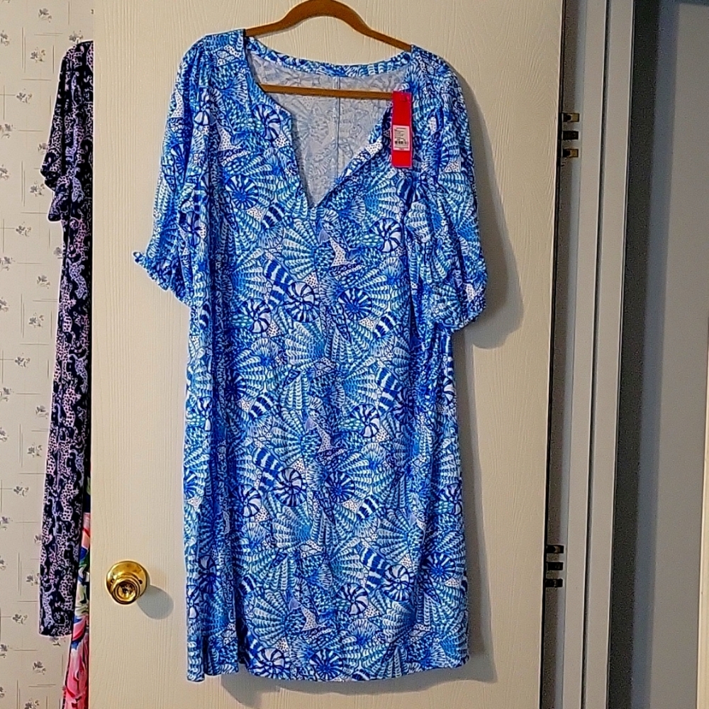 NWT SIZE XXL Lily Pulitzer Easley Amalfi Blue By The Seashore Dress